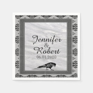 Black Raven Gothic Frame Wedding Napkin Serviette
