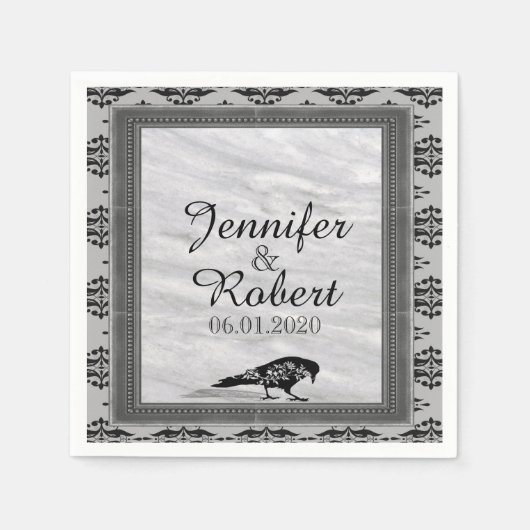 Black Raven Gothic Frame Wedding Napkin Serviette (Vorderseite)
