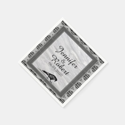 Black Raven Gothic Frame Wedding Napkin Serviette (Ecke)