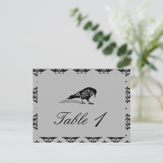 Black Raven Gothic Frame Wedding Tischnummer (Stehend Vorderseite)