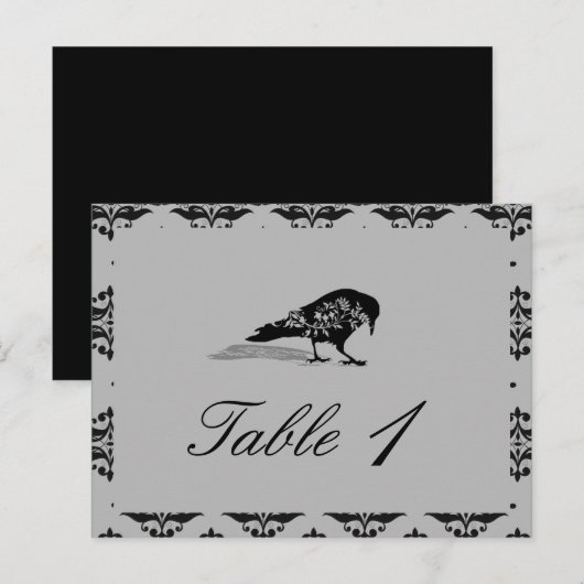 Black Raven Gothic Frame Wedding Tischnummer (Vorne/Hinten)