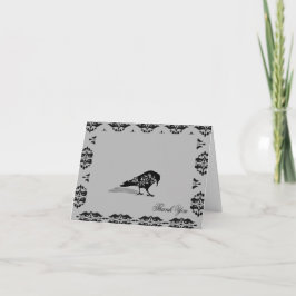 Black Raven Gothic Frame Wedding Vielen Dank Dankeskarte