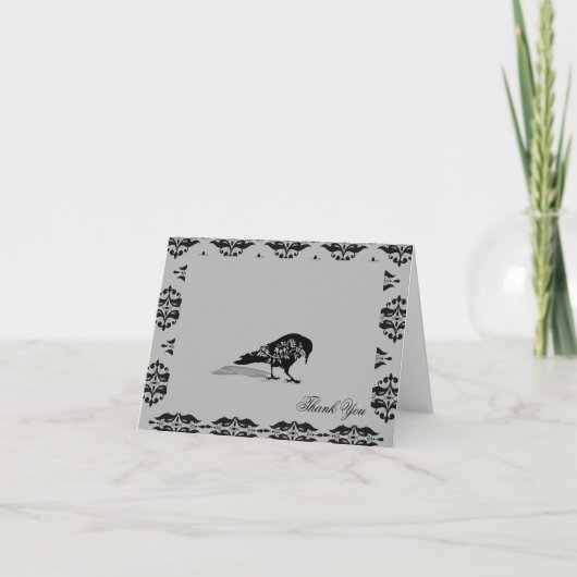 Black Raven Gothic Frame Wedding Vielen Dank Dankeskarte (Vorderseite)