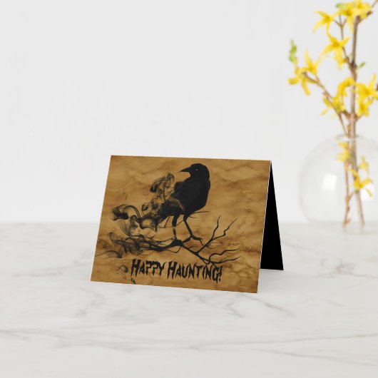 Black Raven Halloween Karte (Gelbe Blume)