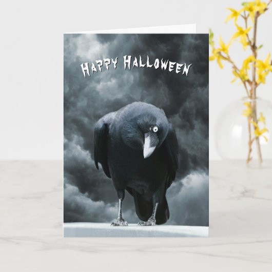 Black Raven Halloween Karte (Gelbe Blume)