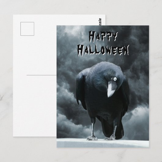 Black Raven Halloween Postkarte (Vorne/Hinten)