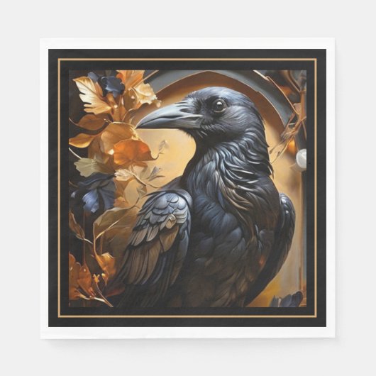 Black Raven Halloween Serviette (Vorderseite)