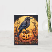 Black Raven Happy Halloween Karte (Vorderseite)