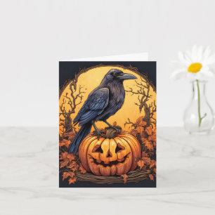 Black Raven Happy Halloween Karte