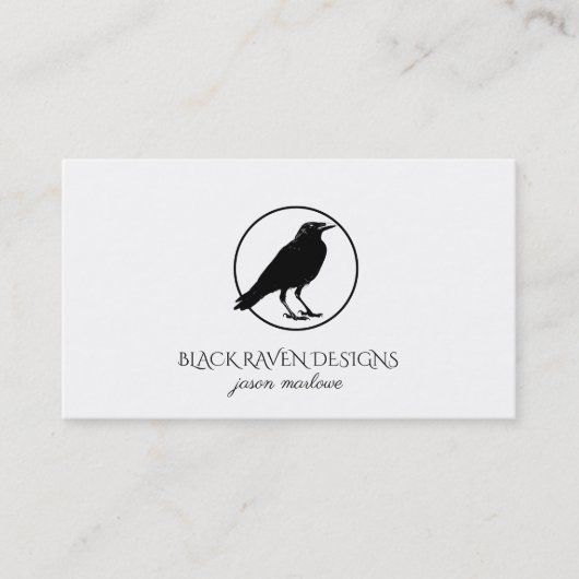 Black Raven in Circle Business Card Visitenkarte (Vorderseite)