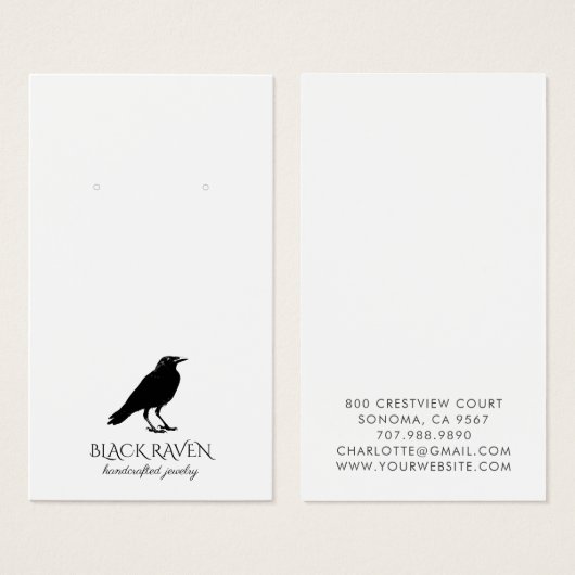 Black Raven Logo Earring Juwelen Display Card (Vorne & Hinten)