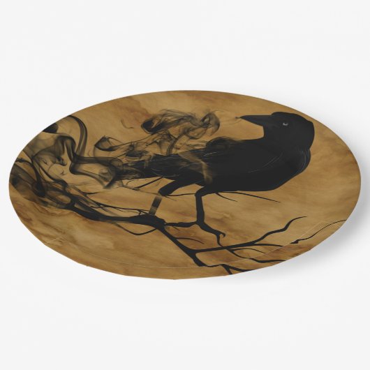 Black Raven Magic Halloween-Party Pappteller (Schrägansicht)