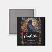 Black Raven mit Blume Gothic Design Danke Magnet (Vorderseite/Rückseite)