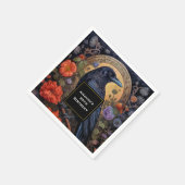 Black Raven mit Blume Gothic Design Geburtstag Serviette (Ecke)