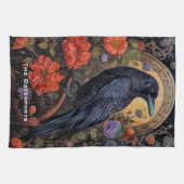 Black Raven mit Blume Gothic Design Geschirrtuch (Horizontal)