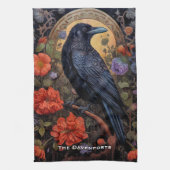 Black Raven mit Blume Gothic Design Geschirrtuch (Vertikal)