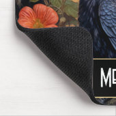 Black Raven mit Blume Gothic Design Mousepad (Ecke)