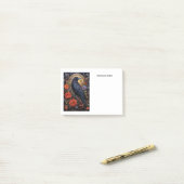 Black Raven mit Blume Gothic Design Post-it Klebezettel (Auf Schreibtisch)