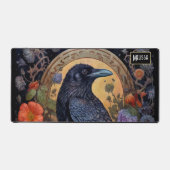 Black Raven mit Blume Gothic Design Schreibtischunterlage (Vorderseite)