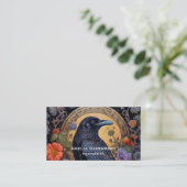Black Raven mit Blume Gothic Design Visitenkarte (Stehend Vorderseite)