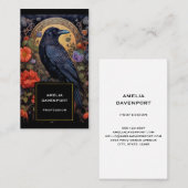 Black Raven mit Blume Gothic Design Visitenkarte (Vorne/Hinten)