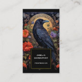 Black Raven mit Blume Gothic Design Visitenkarte (Vorderseite)