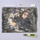 Black Raven Moon Dead Floral Halloween Seidenpapier (Handwerk)