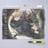 Black Raven Moon Dead Floral Halloween Seidenpapier (Handwerk)