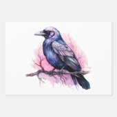Black Raven on a Branch Illustration Geschenkpapier Set (Vorderseite)