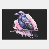 Black Raven on a Branch Illustration Geschenkpapier Set (Vorderseite)