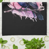 Black Raven on a Branch Illustration Geschirrtuch (Gefaltet)