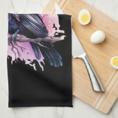 Black Raven on a Branch Illustration Geschirrtuch (Viertel Falte)