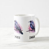Black Raven on a Branch Illustration Kaffeetasse (VorderseiteRechts)