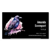 Black Raven on a Branch Illustration Magnetische Visitenkarte (Vorderseite)