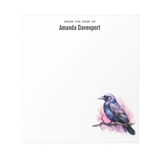 Black Raven on a Branch Illustration Notizblock (Vorderseite)