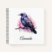 Black Raven on a Branch Illustration Notizblock (Vorderseite)