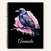 Black Raven on a Branch Illustration Notizblock (Vorderseite)