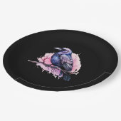 Black Raven on a Branch Illustration Pappteller (Schrägansicht)