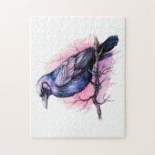 Black Raven on a Branch Illustration Puzzle (Vertikal)