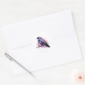 Black Raven on a Branch Illustration Runder Aufkleber (Umschlag)