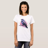 Black Raven on a Branch Illustration T-Shirt (Vorne ganz)