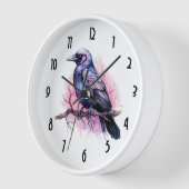 Black Raven on a Branch Illustration Uhr (Winkel)