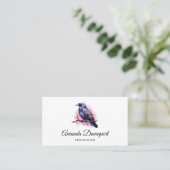Black Raven on a Branch Illustration Visitenkarte (Stehend Vorderseite)