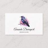 Black Raven on a Branch Illustration Visitenkarte (Vorderseite)
