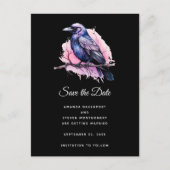 Black Raven on a Branch Illustration Wedding Ankündigungspostkarte (Vorderseite)