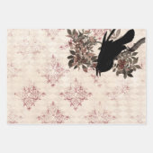 Black Raven on Branch Burgundy Damask Geschenkpapier Set (Vorderseite 3)