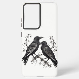 Black Raven Pair Filigree Design Samsung Galaxy Hülle