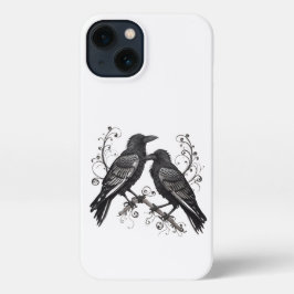 Black Raven Pair in Quilling style design iPhone 13 Hülle