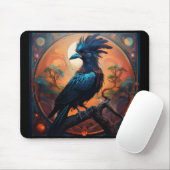 Black Raven Perched On A Gnarled Branch  Mousepad (Mit Mouse)