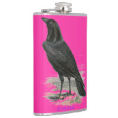 Black Raven Personalisieren rosa Name Flask Flachmann (Rechts)